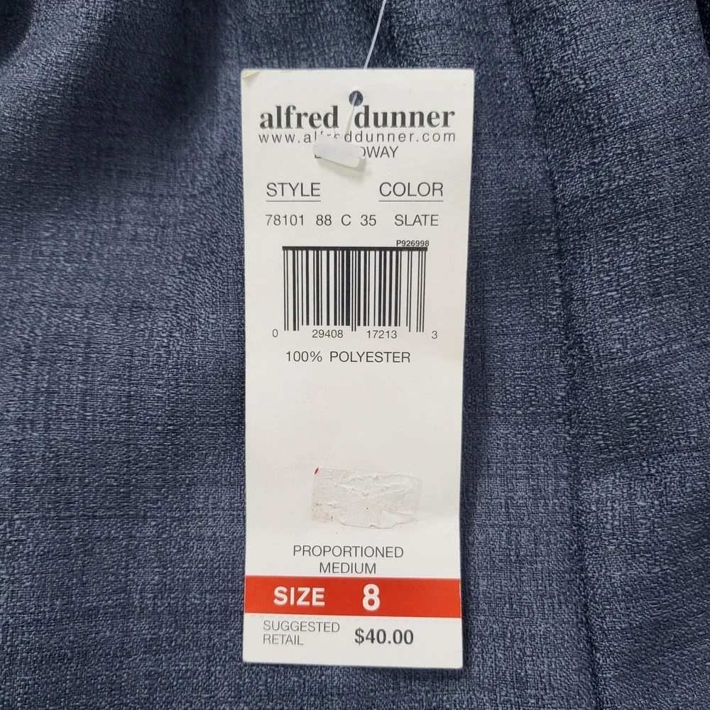 Alfred Dunner Womens Size 8 Slate Blue Elastic Waist Pull On‎ belted Pants new